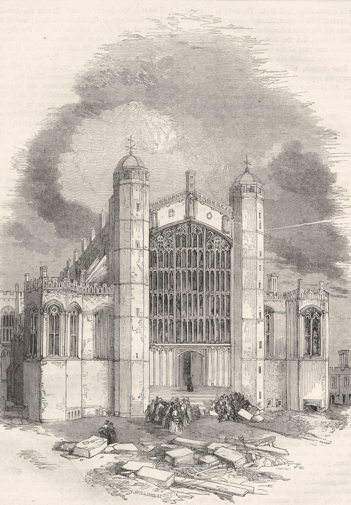 WINDSOR. West End of St. George's Chapel 1850 old antique print picture
